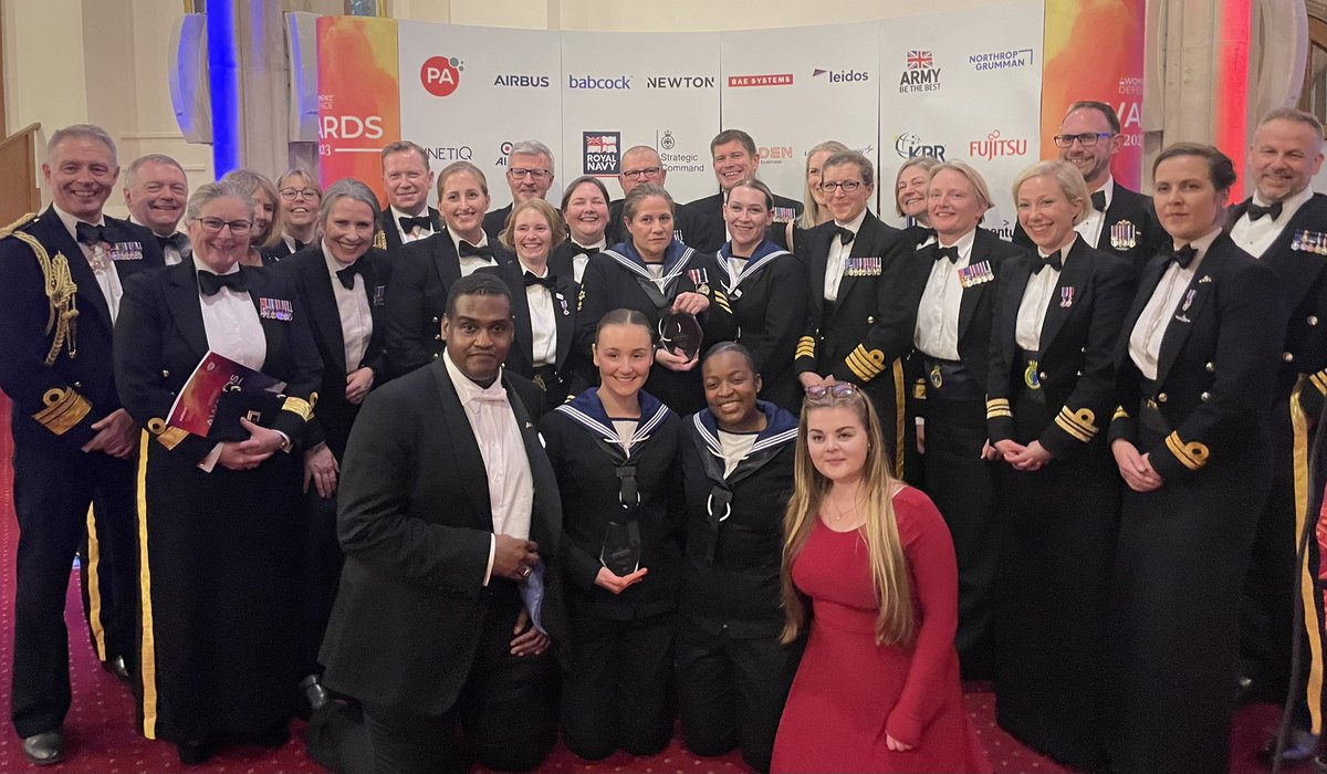 An inspiring evening showcasing inspirational stories of courage, creativity, inclusivity and just all round awesomeness #WiDAwards2023 👌😊🥳 Fab turnout from the @RoyalNavy ! To all those nominated - that in itself shows how valued you are 👏 And huge congrats to @HMSNORT ⚓️🏆