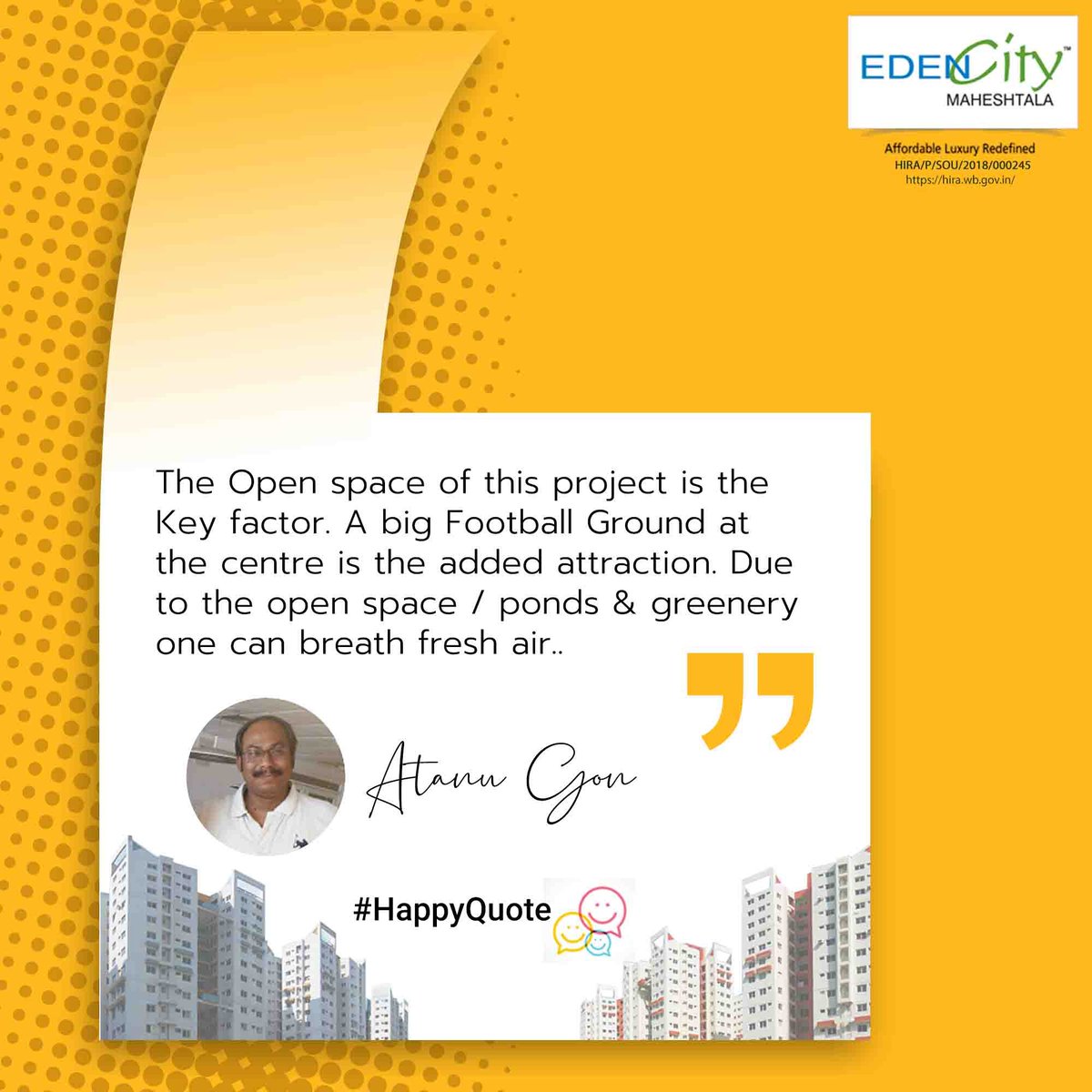 Our residents at Eden City Maheshtala have spoken, and their words paint a picture of the exceptional living experience we offer. 

Get to know more at edencal.com
#EdenCity #EdenCityMaheshtala #KolkataApartments