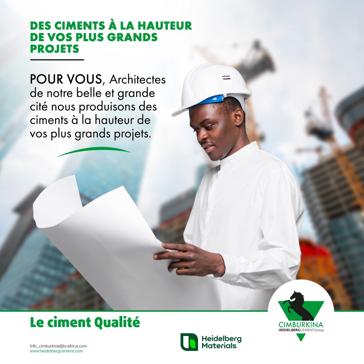 CimburkinaO's tweet image. DES CIMENTS À LA HAUTEUR DE VOS PLUS GRANDS PROJETS.
POUR VOUS, Architectes de notre belle et grande cité nous produisons des ciments à la hauteur de vos plus grands projets.
 #cimburkina #ciment #batisseurs  #architecte #construction #cimenterie #maison #cimentetalons #bâtissons