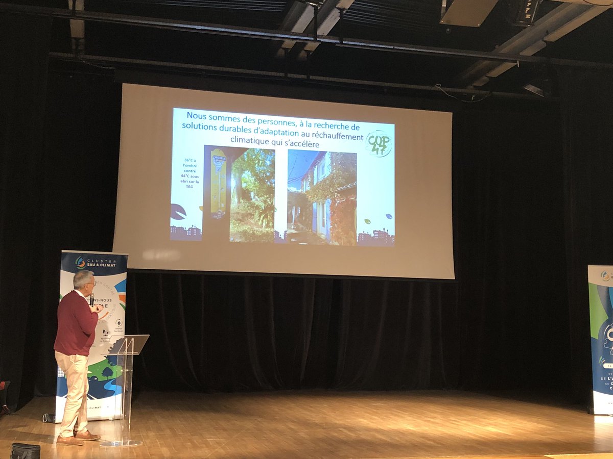 L’arbre et les végétaux sont alors une solution pour pallier aux enjeux climatiques : 🌳💦
- Rétention en eau,
- Rafraîchissement, 
- Eau verte, 
- Recharge de nappe, 
Qu’est-il possible de faire ? 
C’est la réponse de la #cop47 du <a href="/EauClimat/">Cluster Eau & Climat</a> aujourd’hui ! 
<a href="/acmg54JFB/">Berthoumieu Jean-Fra</a> <a href="/ACMG_47/">ACMG</a>
