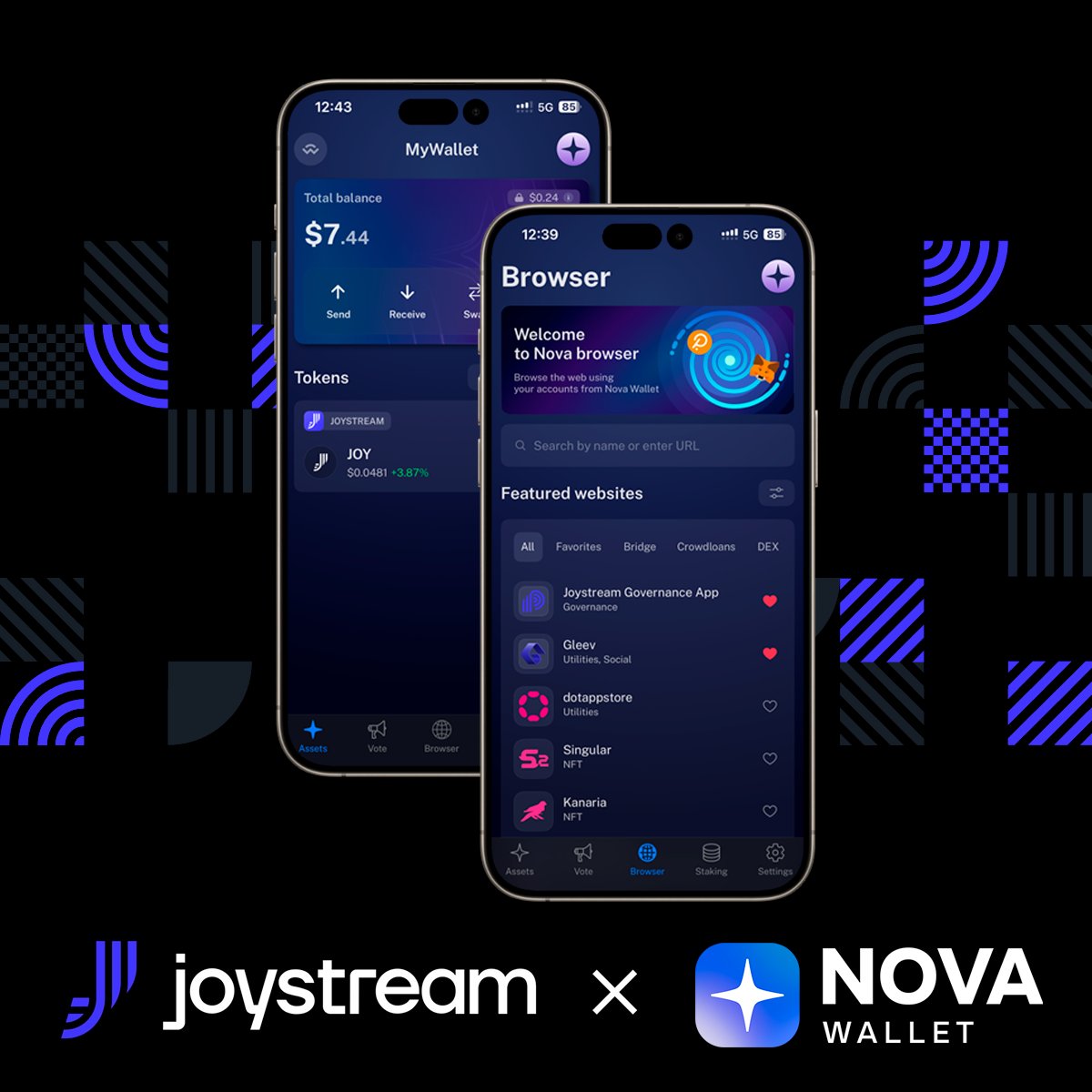 JoystreamDAO's tweet image. 📱Joystream is now supported in @NovaWalletApp 

Download Nova Wallet: novawallet.io