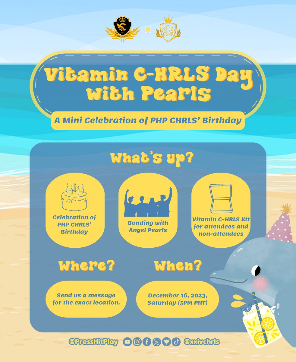 CAngelsph's tweet photo. [Vitamin C-HRLS Day with Pearls]

Angel Pearls, CHRLS' birthday is just around the corner! 🥳

Join us on our mini celebration of his BDAY this December! See pubs for more info.💛

Register here!🐬
🔗https://t.co/12GhZV4A8v

#CHRLSAngelsPh
#Press_Hit_Play
@PressHitPlay @xxivchrls https://t.co/LhWSRY4Skf