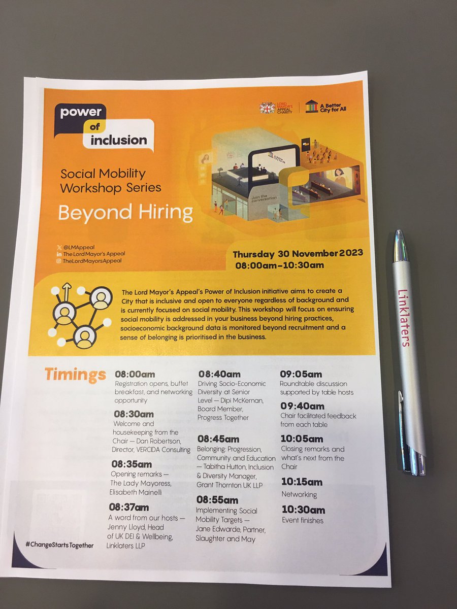 Our final #POWEROFINCLUSION event is taking place this morning <a href="/LinklatersLLP/">Linklaters LLP</a> 

As part of our #SOCIALMOBILITY series we’re looking at what companies can do beyond hiring to foster belonging for employees from all socioeconomic backgrounds. 

#CHANGESTARTSTOGETHER