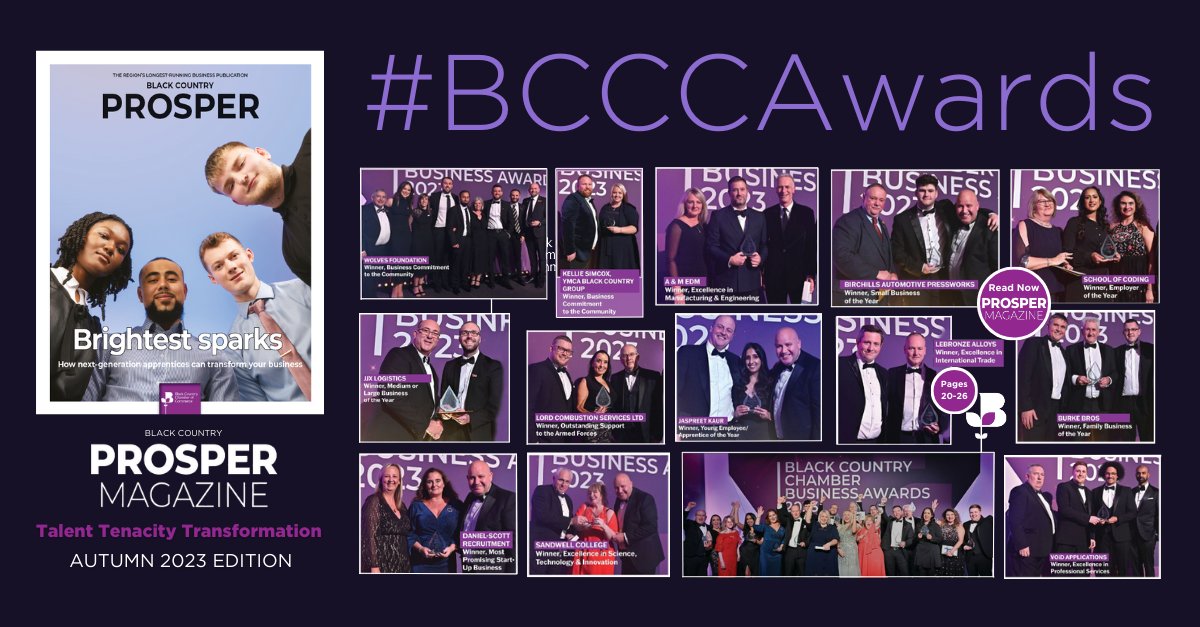 With #SmallBizSatUK just two days away, read the Talent, Tenacity and Transformation shown in the region from this year's Black Country Chamber of Commerce Business Awards✨

Read in PROSPER ➡️  loom.ly/NNuOM9g

#BusinessIsDoneBetterTogether #PROSPERMagazine #BlackCountry