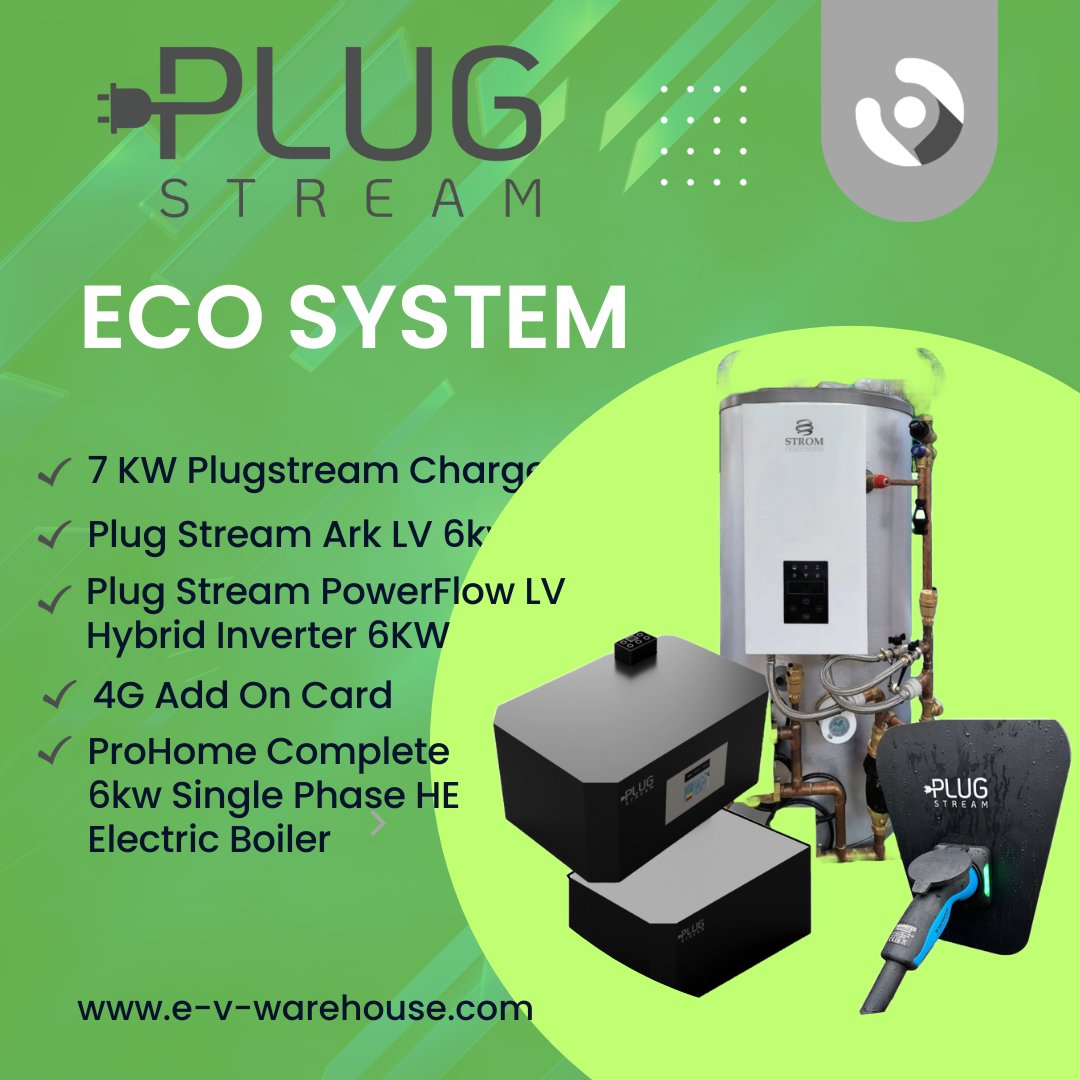 Launching at London EV Show 2023. The Plugstream ECO System. Come and see us at Stand E38
Our system incorporates an EV Charger, Battery Storage system, Inverter and an electric boiler. 
We will have a show special.  #londonevshow