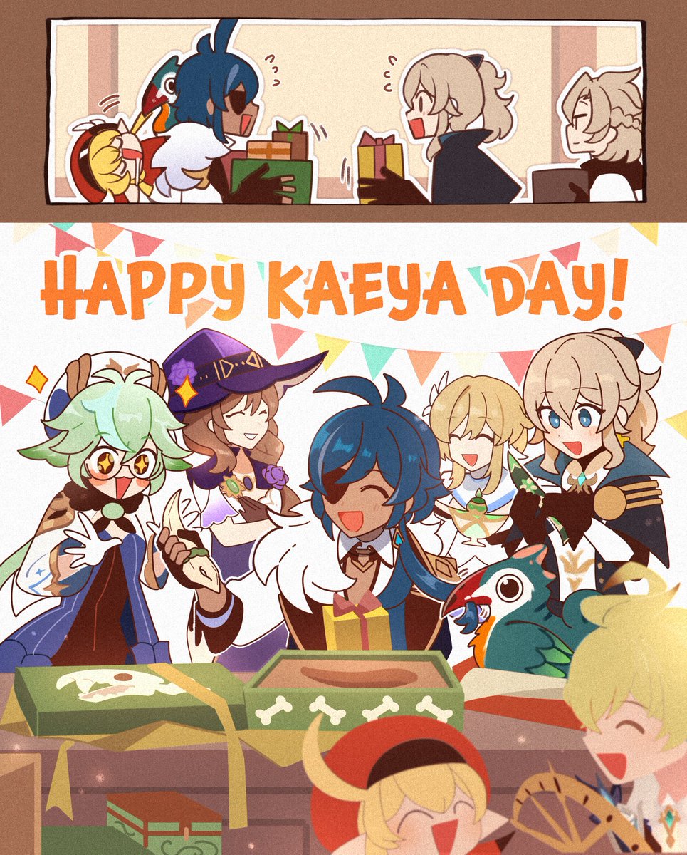 kaeya ​​hangout event Day5!🎉🍰🍷
(▼▽^)くI bought Sumeru souvenirs for the knights!🌱
#ガイア生誕祭2023 #kaeya 
