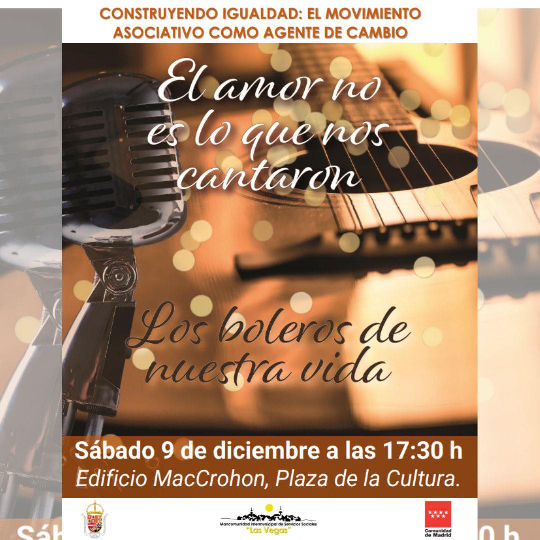 📷📷 A ritmo de boleros, el próximo sábado 9 de diciembre, pasaremos una gran tarde en el taller - concierto ‘El amor no es lo que nos cantaron: Los Boleros de nuestra vida’.