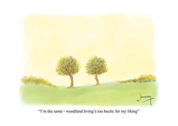 Seeing as it's #NationalTreeWeek here are two of 'em chatting, like they do... @prospect_uk #lifestyle #cartoon 'I'm the same - woodland living's too hectic for my liking'