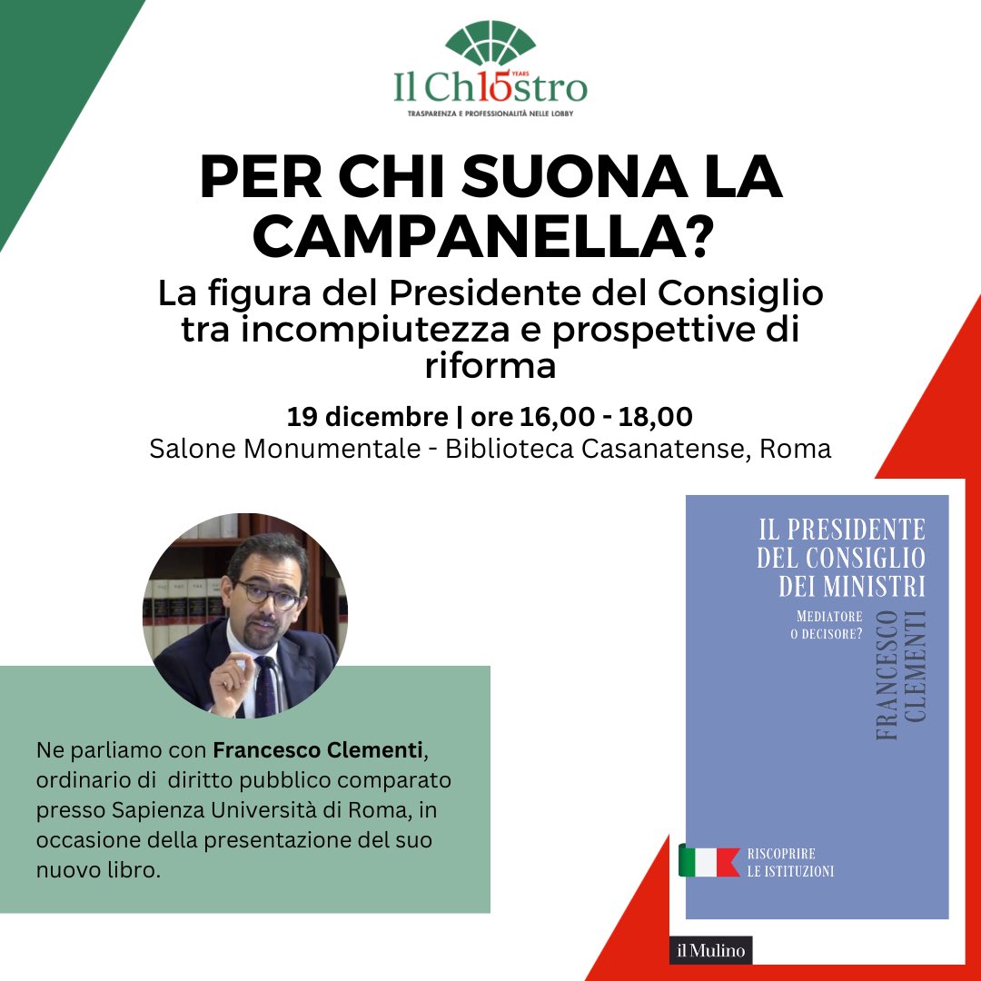 Ilchiostroweb's tweet photo. RINVIATO AL 19 dicembre
valutare forme e impatto delle #riformecostituzionali.
Il #PresidentedelConsiglio in #Costituzione e nella #prassi delle #legislature.
Con @ClementiF per la presentazione del suo ultimo #libro
https://t.co/qH04beo1K6…
@AngeMarchese @PaoloZanetto https://t.co/UySgFOv5xv