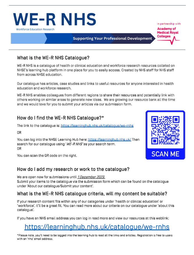 WE-R NHS - Workforce & Education Research tweet media