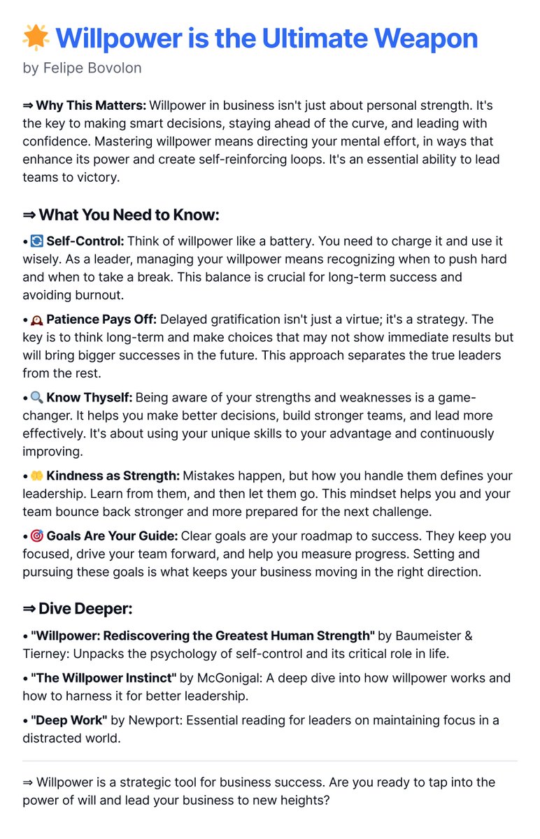 🌟 Willpower is the Ultimate Weapon

#BusinessStrategy #LeadershipSkills #Willpower #CorporateSuccess #GoalDriven #ResilienceInLeadership #EffectiveManagement