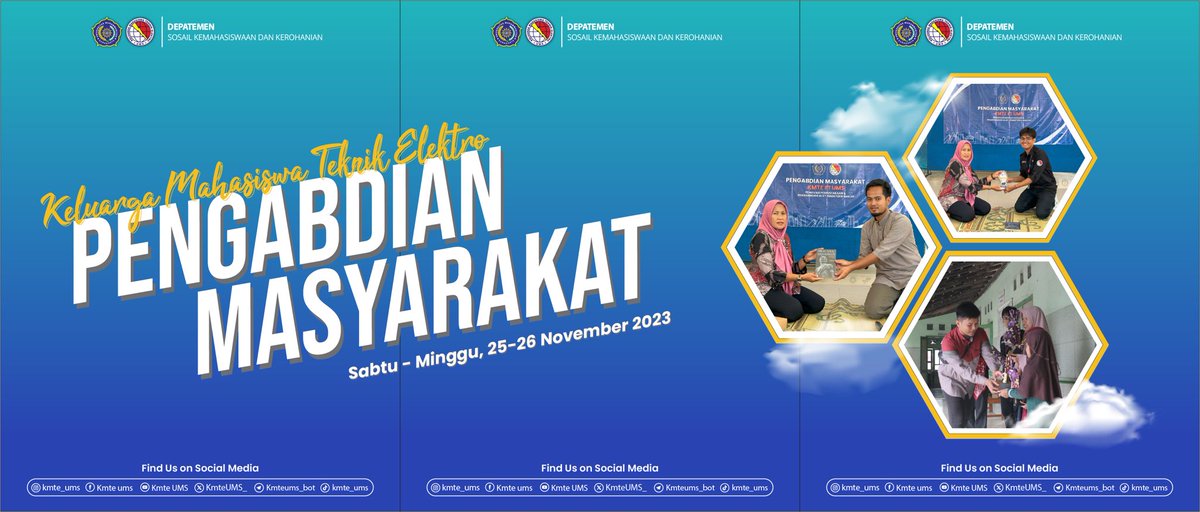 KmteUMS_'s tweet photo. [PENGABDIAN MASYARAKAT]
.
24-26 November 2023
.
PENGMAS atau Pengabdian Masyarakat adalah program kerja dari Departemen Sosial,Kemahasiswaan dan Kerohanian yang bertujuan untuk mengembangkan fasilitas desa. https://t.co/nP6TROGJ1S
