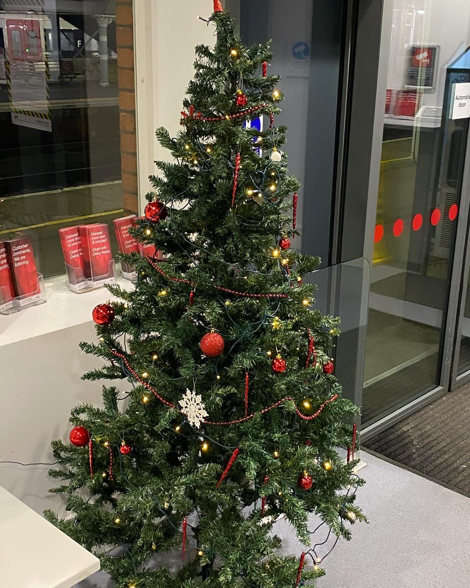 shaunlang86's tweet photo. Christmas trees up at Ipswich train station overnight. Look very colourful and Christmassy. 🎄🎄@greateranglia https://t.co/WfZI8azAhE