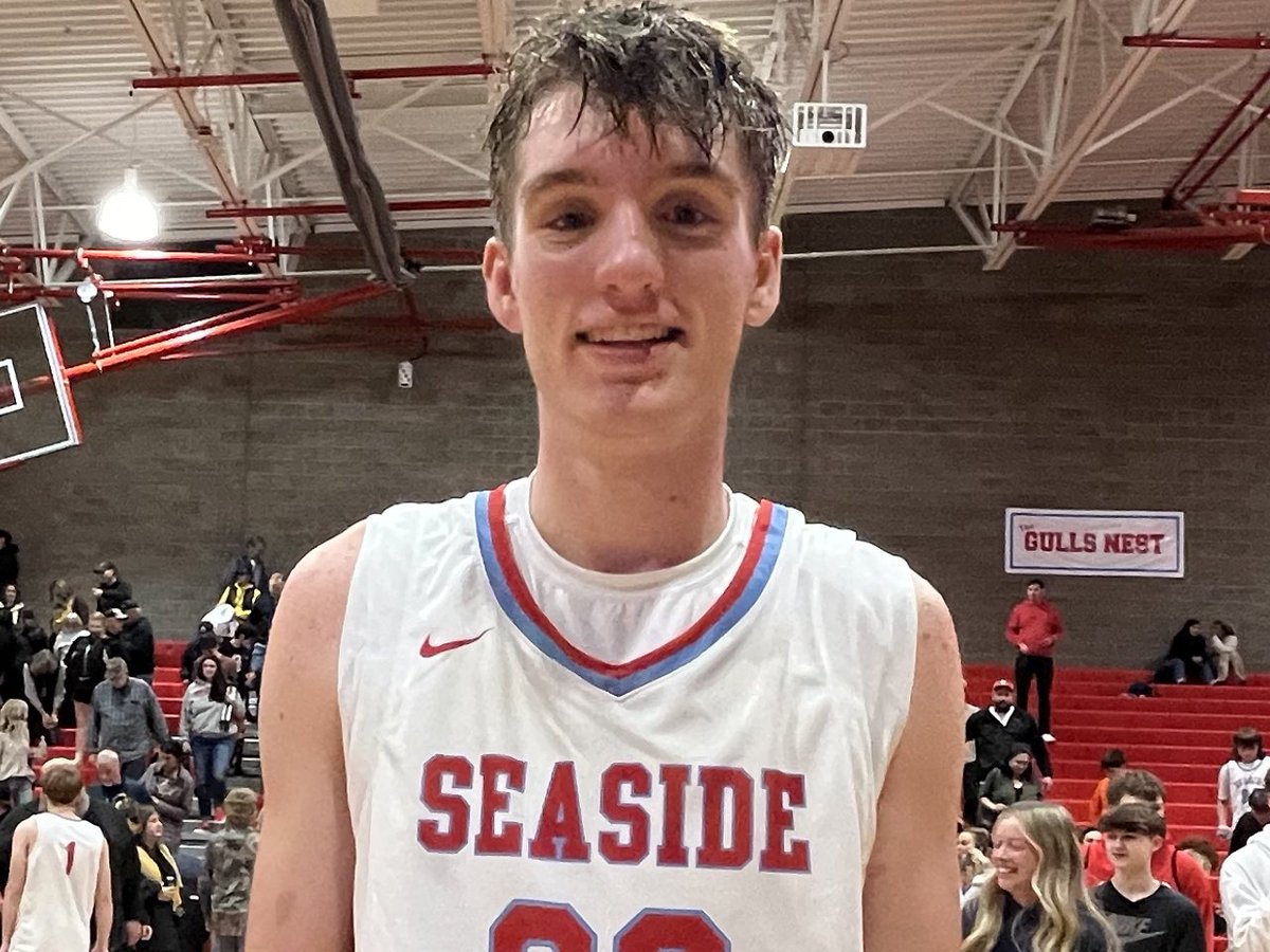 Huge opening night for Seaside junior Austin Palmer. Mainly attacking from the perimeter, he knocked down shots and took it strong to the hole for a game high 27 points, including two clutch free throws with 6.5 seconds left to lead Seaside to the 57-55 victory over #1 Cascade.