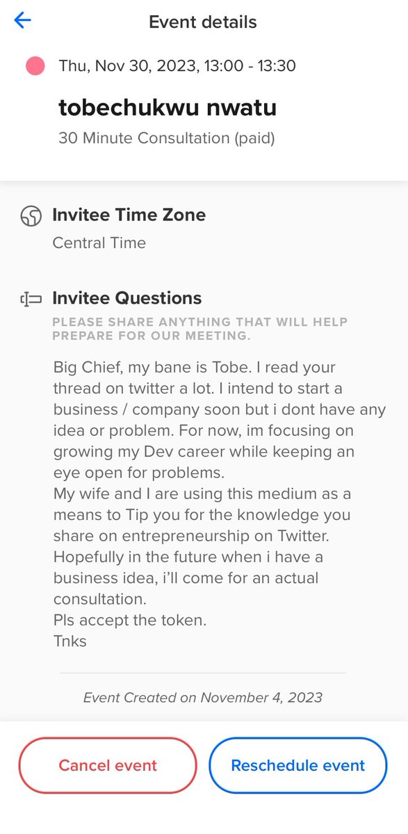 I am thankful to you all. November was a great month for trying out something new. The overwhelming response means that this <a href="/calendly/">Calendly</a> consult thing is a proper business with product market fit and NOT a hobby. 

Multiple calls were booked every week. I had three calls on