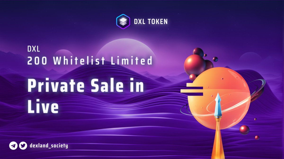 Dexland_Society's tweet photo. Presale starts now! Secure your Token through our DEX! 🚀

The time has come - the $DXL presale is officially LIVE, and we're excited to have you on board! You have the opportunity to get $DXL tokens whitelisted via our P2P - don't miss out 🔐
#DXL #Dexlanders #Presale #Core #BNB https://t.co/5NcIV2Jhhp