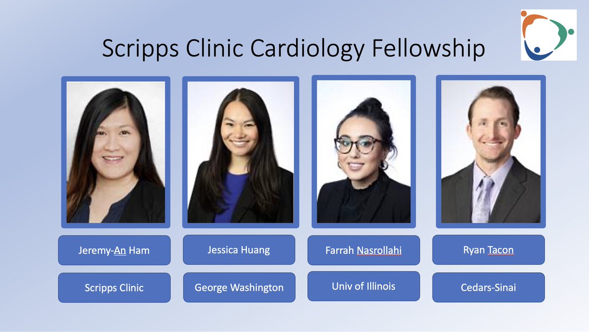 Very excited to welcome our incoming fellows for 2024-2025. Looking forward to having you all join us in July!  <a href="/ScrippsCVFellow/">Scripps Cardiology Fellowship</a> <a href="/FarrahNasroll/">Farrah Nasrollahi</a> <a href="/EvanMuse/">Evan Muse</a> <a href="/PoulinaUddin/">Poulina Q. Uddin MD</a> <a href="/RolaKhedrakiMD/">Rola Khedraki, MD, FACC</a> <a href="/prtacon/">Ryan Tacon, MD</a> <a href="/JessHuangMD/">Jessica Huang</a>