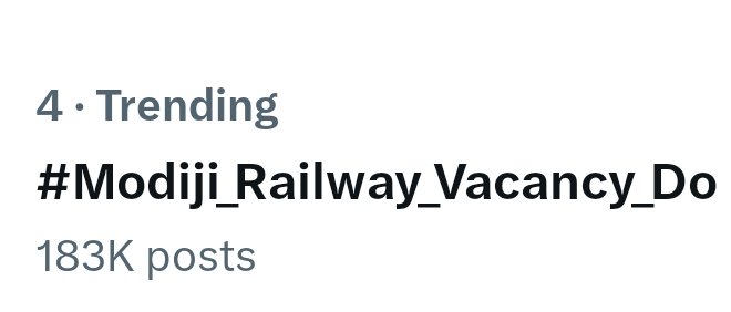 Trending at no- 4
👍👍
#Modiji_Railway_Vacancy_Do