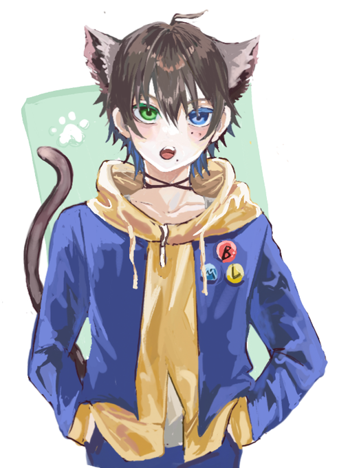 「green eyes yellow hoodie」 illustration images(Latest)