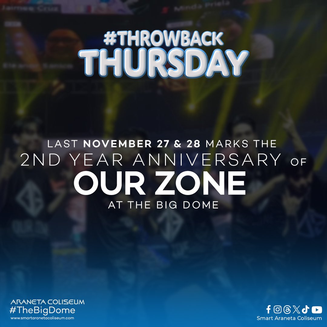 TheBigDome's tweet photo. Last November 27 & 28 marks the 2nd Anniversary of OUR ZONE. Share with us your favorite memory from the show 💙✨
#MemoriesAtTheBigDome
#ThrowbackThursday #TheBigDome https://t.co/P5lc2ac2vC