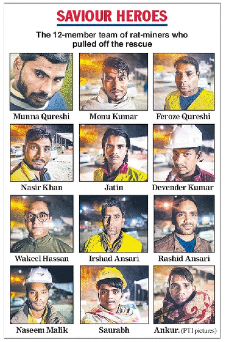 The 12 memeber team of rat-miners who pulled off the rescue.
#UttarakhandTunnel