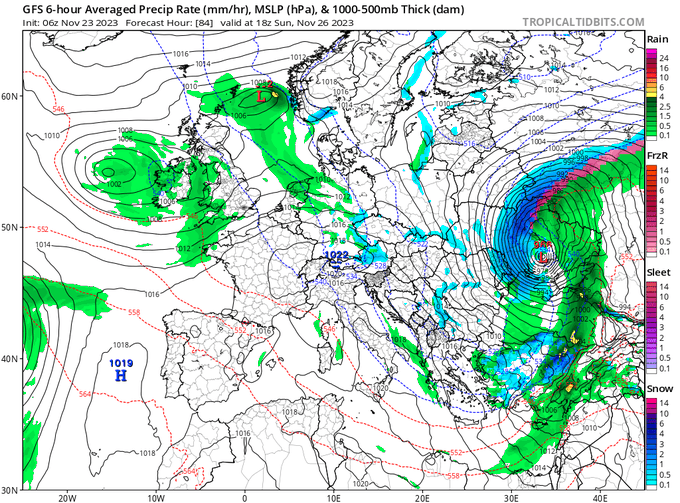 hawk_abandon's tweet photo. Update on UKR's weekend cyclone: absolutely record-smashing extreme. Storm and blizzard on the NW, gale and extreme rain/snow on the E. This will halt all action for some days. Note the terrain in OP. Re the Dutch election result, NL will hopefully continue support cryptowise. https://t.co/xinOzMj76e