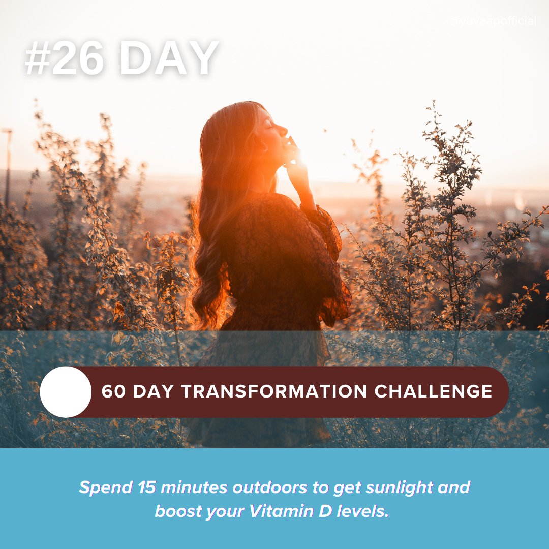 YuvaapOfficial's tweet image. Step outside, soak up the sun, and let Vitamin D be your daily dose of happiness! Spend just 15 minutes in nature and feel the positive vibes. Your well-being starts with a little outdoor bliss.

 #SunshineTherapy #VitaminDBoost #OutdoorEscape #60dayschallenge #Yuvaap