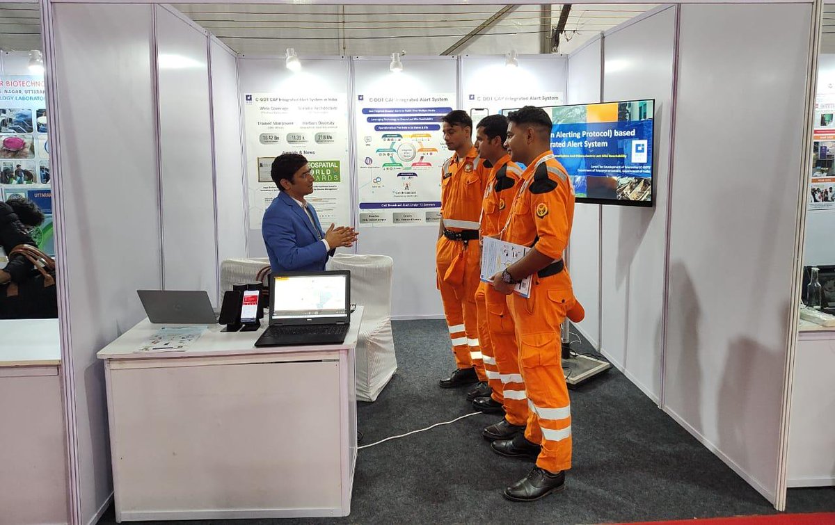 CDOT_India's tweet image. @CDOT_India is demonstrating its @ITU #CAP based Integrated Alert System for Disaster Management at the 6th World Congress on Disaster Management @6WCDM2023, Dehradun @DoT_India @devusinh @AshwiniVaishnaw @UN #EW4All #WCDM