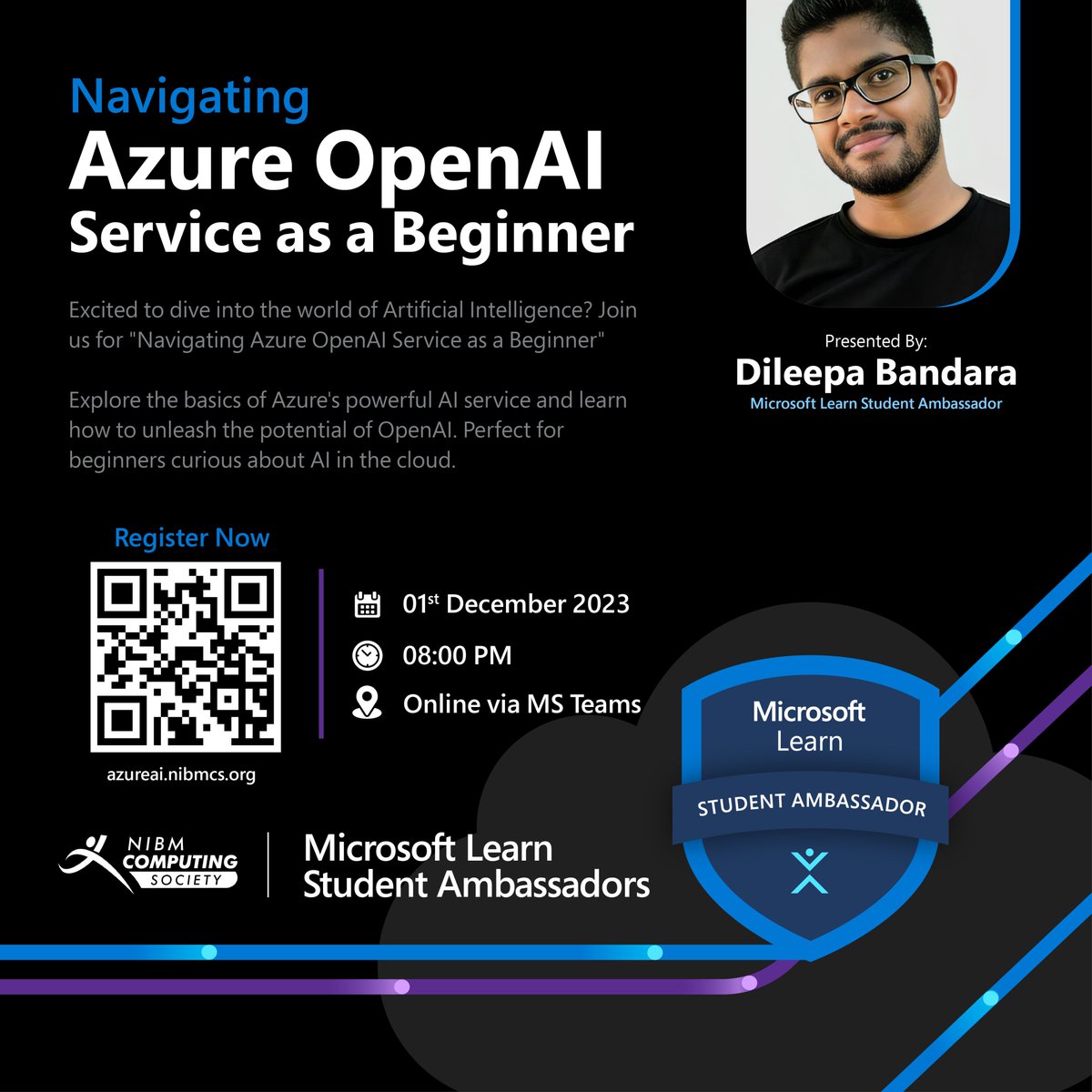 nibmcs's tweet image. 🚀 Excited to dive into the world of Artificial Intelligence? Join us for "Navigating Azure OpenAI Service as a Beginner"!
📅 Date: 1st December 2023
🕒 Time: 08:00 PM
📍 Location: Online via MS Teams
🔗 Register now
azureai.nibmcs.org
#NIBMCS #MLSA #Microsoft #AzureAI
