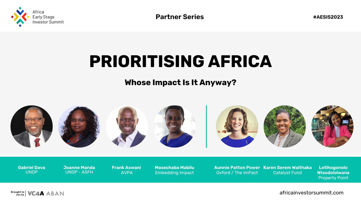As @AESIS_summit kicks off today in #CapeTown, we look forward to our #ImpactManagement session tomorrow to discuss #EarlyStage #Investor & #Entrepreneur #SDG Contributions: 

#AESIS2023 #PartnerSeries - Prioritizing #Africa: Whose Impact Is It Anyway?

🔗 aesis.zohobackstage.com/aesis2023