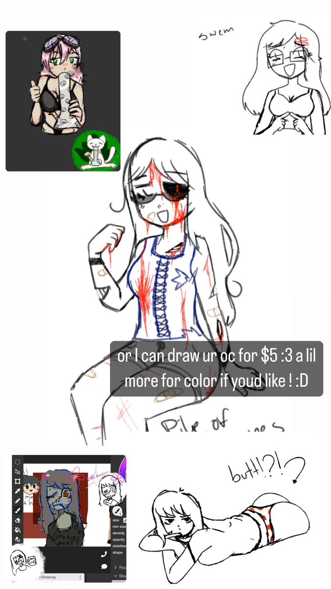 Zhostss's tweet photo. Hii! Im doing commissions! You don’t know me but erm, hello :3 
I WILL DRAW ANY OF UR OCS! 
-
BASIC BLACK AND WHITE SKETCH - $5
WITH COLOR - DM for quote
-
(PLEASE CLICK/TAP ON PHOTOS FOR MORE INFO!) https://t.co/jV5XRPRwYR