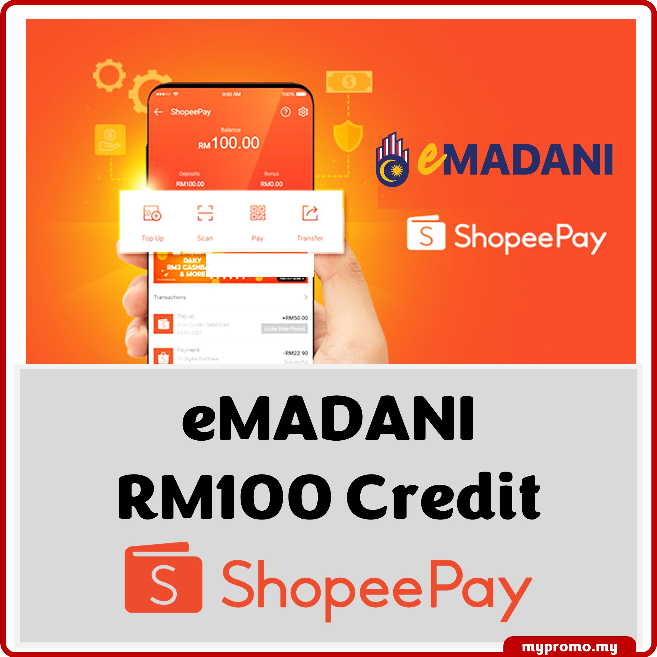 Redeem RM100 eMadani ShopeePay by Shopee