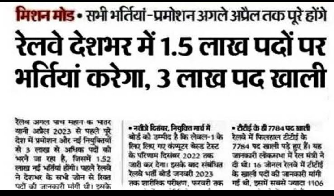 Friends,Please repost and like for railway aspirant 

No new recruitment in last 5 years, Last exams conducted.!!!!!🙏🙏

<a href="/AshwiniVaishnaw/">Ashwini Vaishnaw</a>
<a href="/narendramodi/">Narendra Modi</a> 
#Modiji_Railway_Vacancy_Do
#Modiji_Railway_Vacancy_Do