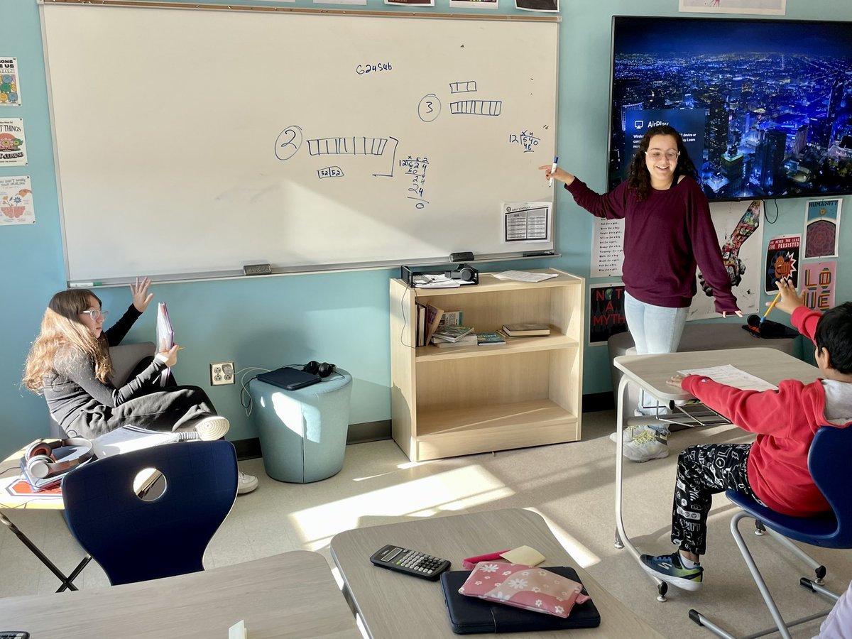 KaitlinBowker's tweet photo. Future teacher in the making…look at that student engagement! Teaching can be difficult, but moments like these keep me going and are so rewarding to witness. #6thGrade #proudteacher @LincJrHi https://t.co/e3vKV5FQzO