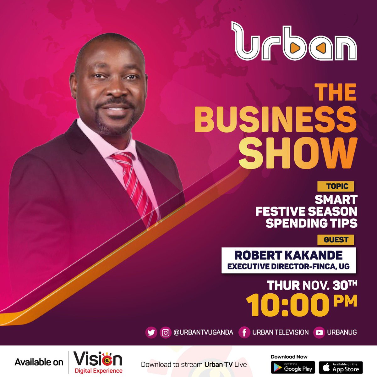Catch us live today on @UrbanTVUganda on the business show as our Executive Director @Rakakande discusses about smart festive season spending tips. 

📌Tune in at exactly 10:00 pm 
#TomorrowIsHere