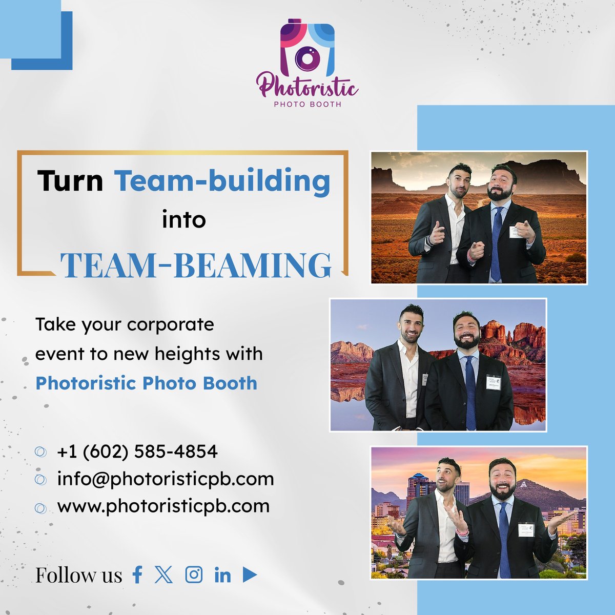 Transform events with Photoristic's elite photo booth! 🌟 From sleek backdrops to interactive 360° experiences, capture success stories in every click. Contact ☎ +1 (602) 585-4854 or visit photoristicpb.com 💯 #PhotoristicPB #CorporateEvents #PhotoBoothMagic