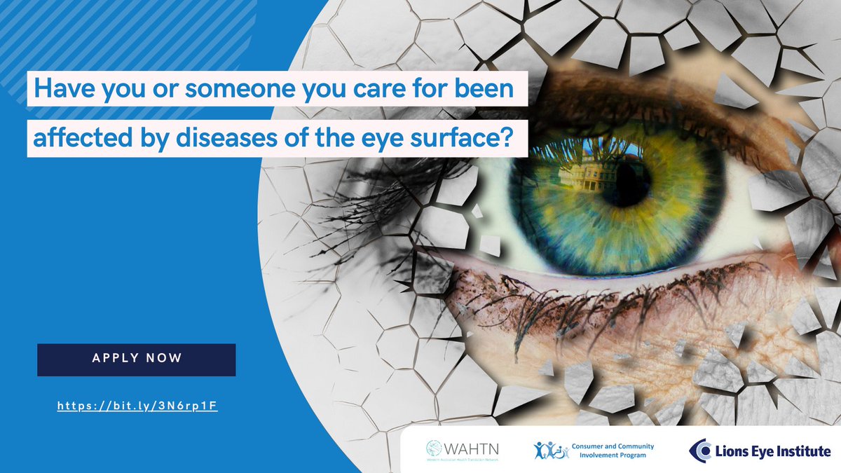 Consumer and Community Involvement Program (@cci_program) on Twitter photo <a href="/LionsEyeInstAus/">Lions Eye Institute</a> seek WA Community members who have experienced or cared for someone affected by diseases of the eye surface to join a Consumer Advisory Group to contribute to the co-design of future research projects using their lived experience. Apply: bit.ly/3N6rp1F <a href="/LionsEyeInstAus/">Lions Eye Institute</a> seek WA Community members who have experienced or cared for someone affected by diseases of the eye surface to join a Consumer Advisory Group to contribute to the co-design of future research projects using their lived experience. Apply: bit.ly/3N6rp1F