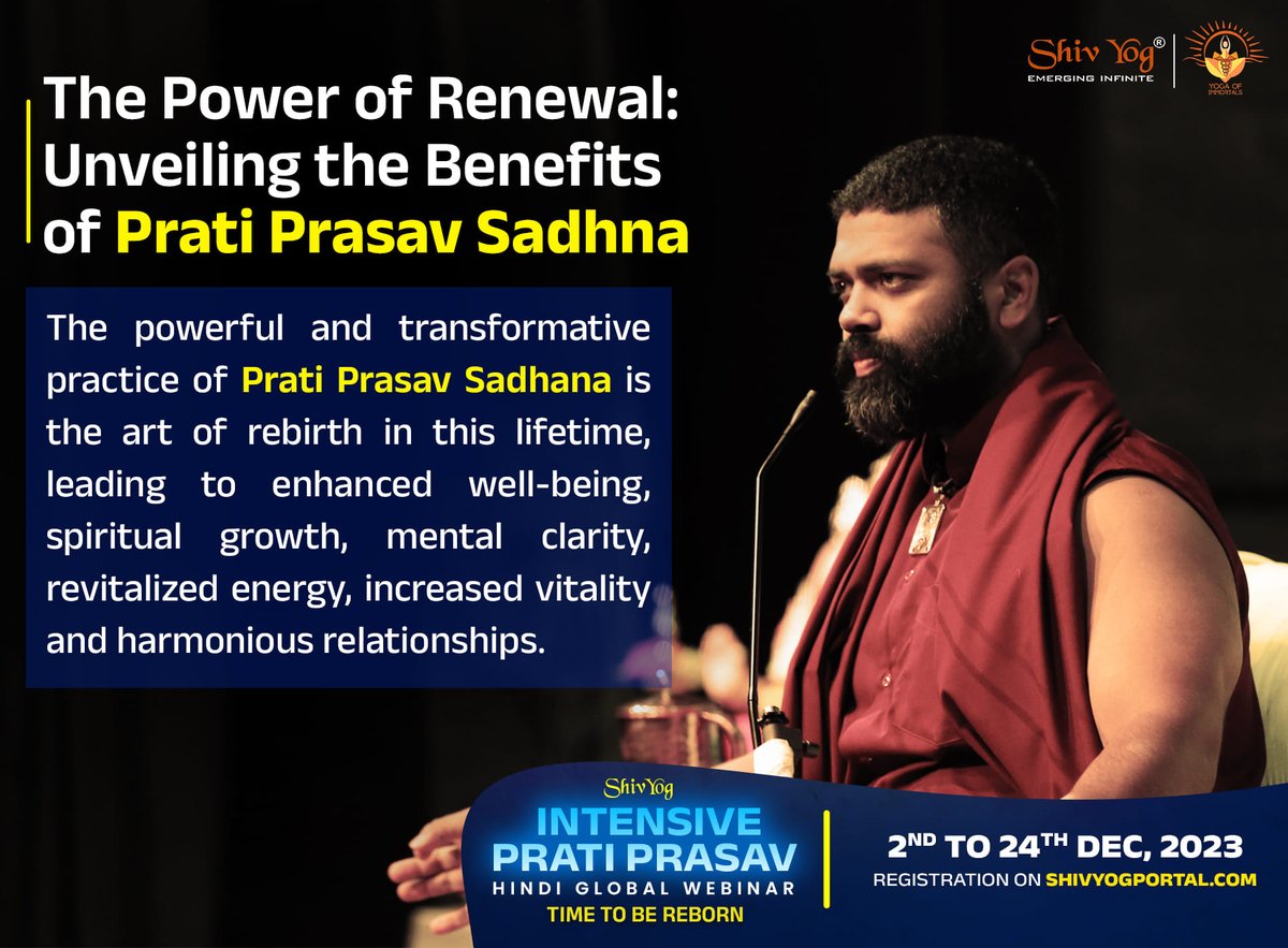 shivyogwisdom's tweet image. THE POWER OF RENEWAL: UNVEILING THE BENEFITS OF PRATI PRASAV SADHNA

Registration Open : shivyogportal.com/events/7d5b64d…

#shivyogpratiprasav #karmichealing #karmiclessons #healyoursoul #divineconnection #shivyogmaster #ishanshivanand
