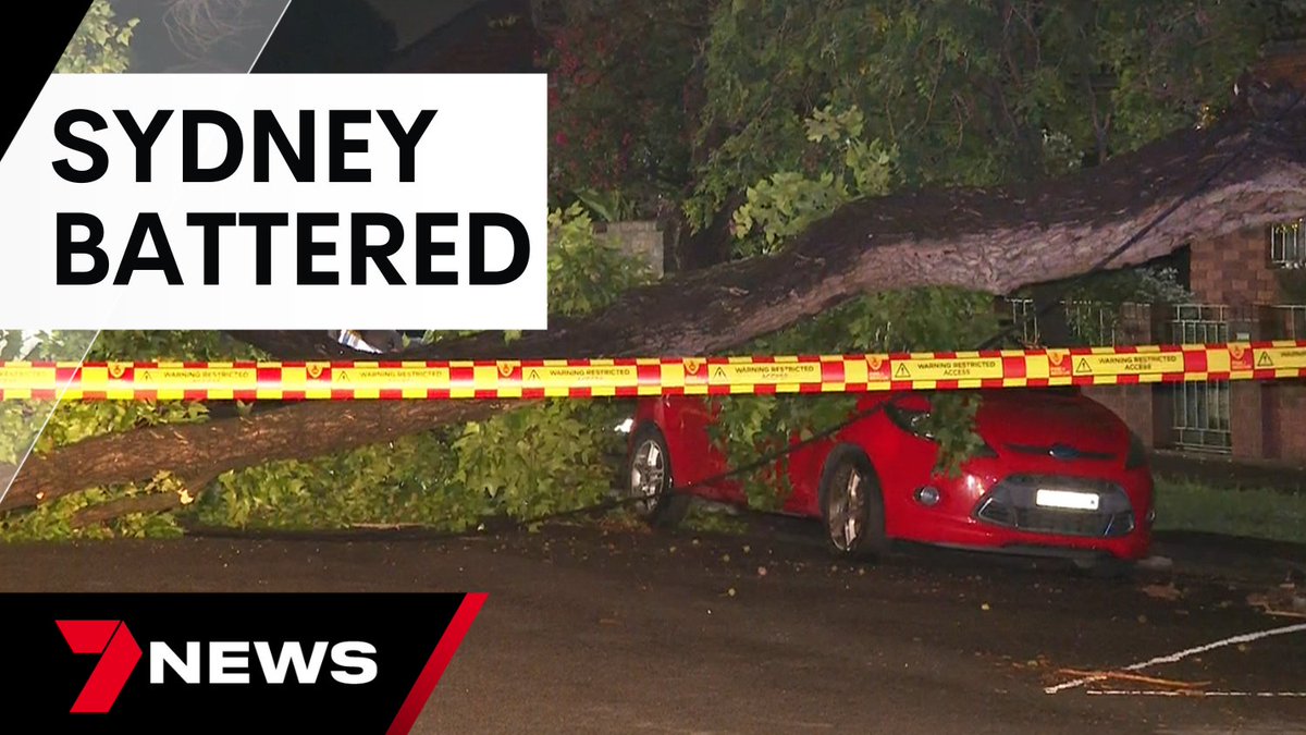 The SES say there were 300 calls for help following Sydney's storm, with Blacktown copping the worst of the damage as trees fell and ceilings leaked. At Fairfield, crews worked to save a large crane snapped in half by a lightning strike. youtu.be/dncy4i5x5DQ @jodilee_7 #7NEWS