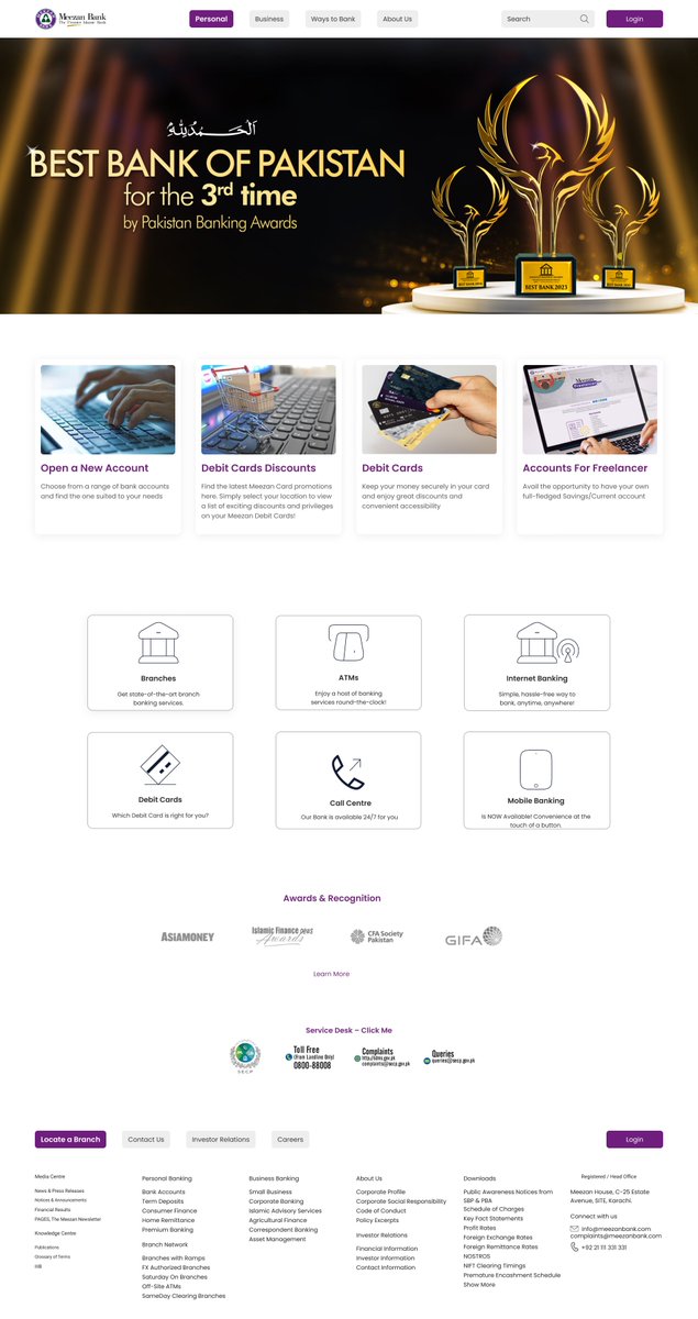 _abbasgraphics's tweet photo. Just redesigned the landing page of Meezan Bank. The new design has a straightforward and clean look, making it easy for users to navigate. The layout is friendly to users, and the colors are balanced well.
@MeezanBankLtd  @AlMeezanGroup @_sidra_channa @savera_soomro @salahkhawaj https://t.co/CCHmqmFIbe