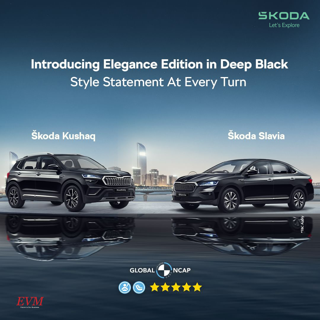 SkodaEvm's tweet photo. Say goodbye to Monday blues 😊 Say hello to black 🖤

Introducing our sleek and powerful Elegance Edition in deep black colour - Your style statement at every turn.

#SkodaKushaq #SkodaSlavia https://t.co/rVVFPXjtzI