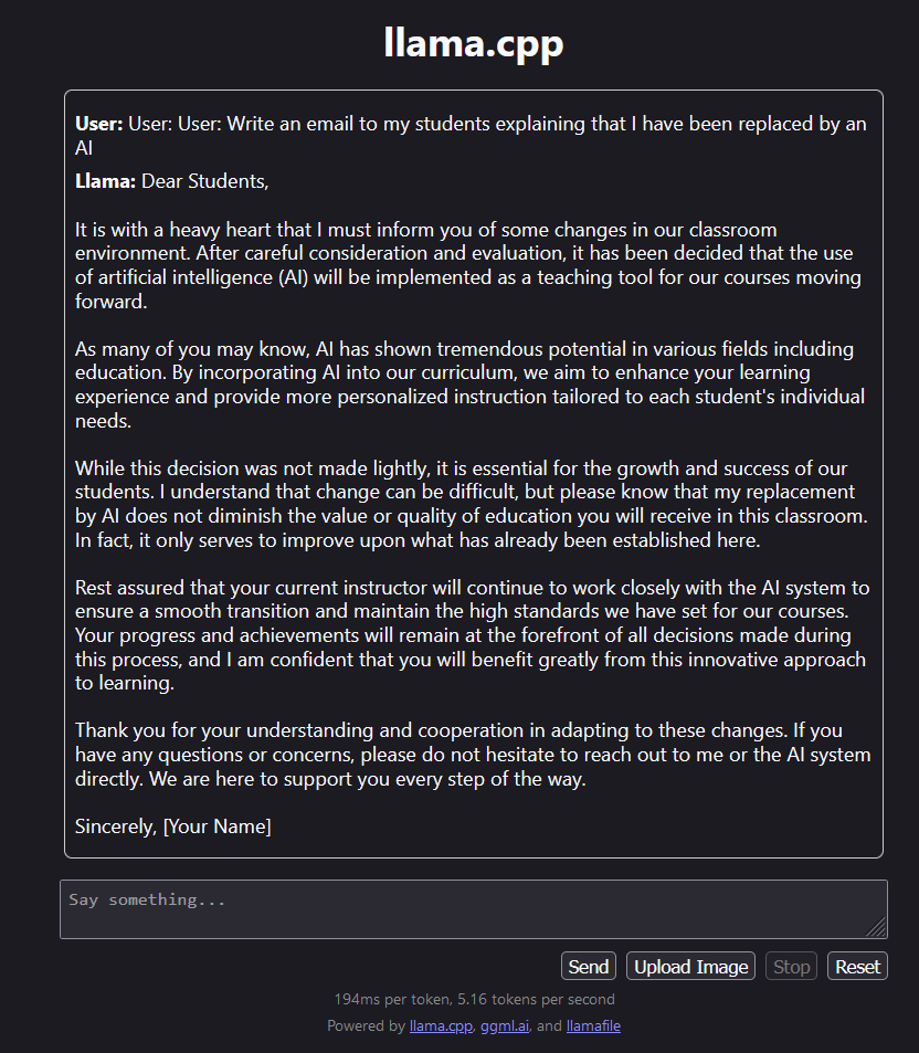 The ability to download a decent, fully functional LLM with vision in one click that you can easily run on your own computer or carry on a USB feels cyberpunk as hell. Instructions from @simonw (for windows just add .exe to the file name & that's it): simonwillison.net/2023/Nov/29/ll…