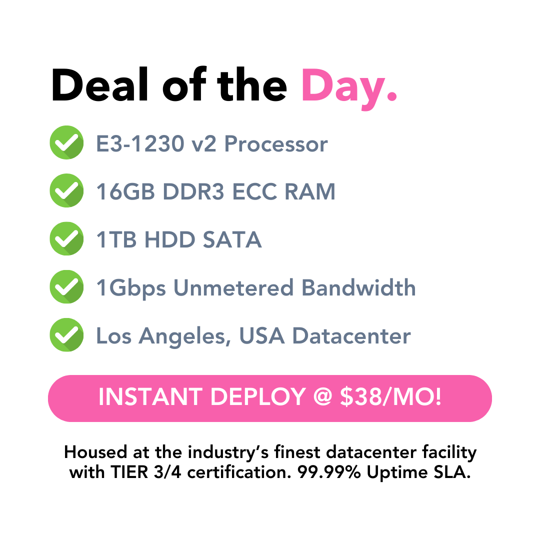 CloudCenmax's tweet photo. 🔥 Don't miss this blazing hot deal! 

Get our Xeon E3-1230 v2 dedicated server with 16GB DDR3, 1TB HDD SATA, and unmetered 1Gbps in LAX for just $38! 

https://t.co/gMtKCJMMjH

🚀 Limited time offer. Grab yours now! 💻🔒 

#ServerDeal #Hosting #DedicatedServers #dedicatedserver https://t.co/yioS1nivcN