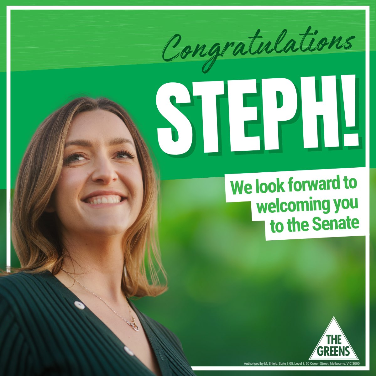 Congratulations to @stephhodginsmay our next Senator for Victoria 💚 Steph is inspired and hardworking, kind and considered. I know she will represent the Greens with courage and determination, and can’t wait to see all she achieves.