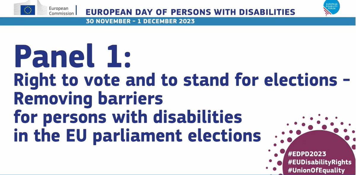 @helenadalli @EU_Commission @EU_Social @MyEDF @eu2023es 📢 After the opening session, we are now moving to the first panel of the #EDPD2023. This discussion will be focused on the right to vote and stand for elections for persons with #disabilities. Photo Credit: @EU_Commission