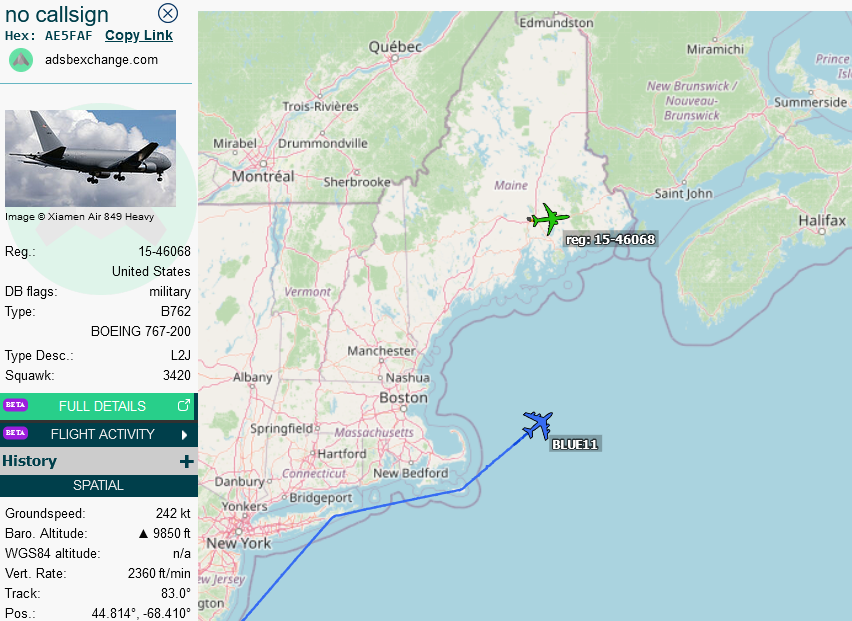 SirListenalot's tweet image. #KC46 #AE5FAF #BLUE12 airborne from Bangor