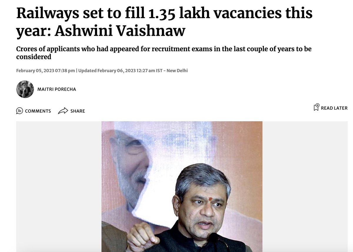 DrGauravGarg4's tweet photo. Lie after Lie. Can I call you a liar? @AshwiniVaishnaw 
Just one month to go before the year ends.
Where are these 1.35 lakh vacancies? 

#Modiji_Railway_Vacancy_Do https://t.co/CDCnzSJBGe