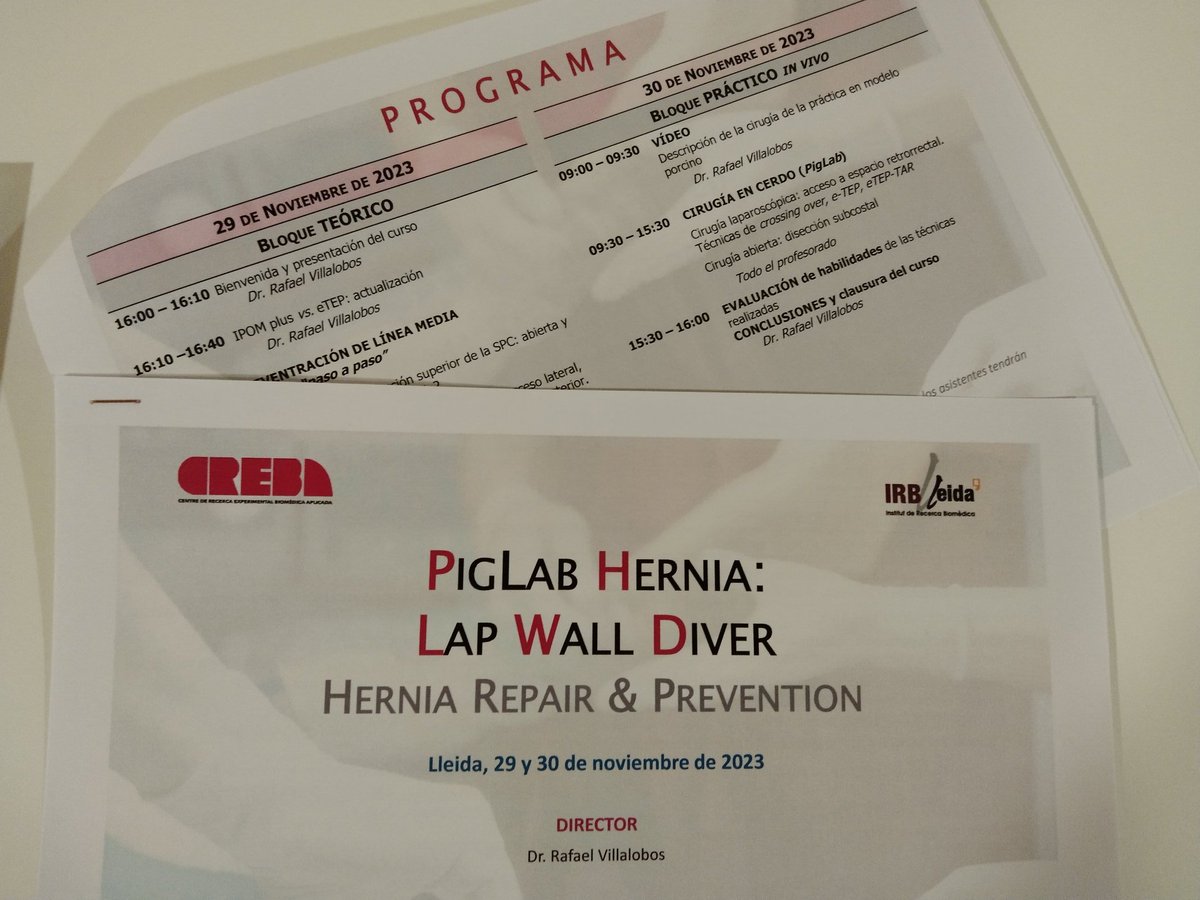 CREBA (@creballeida) on Twitter photo Today, we hold the practical session of the course entitled, "PigLab Hernia: Lap Wall Diver", headed by <a href="/HerniaLleida/">HERNIA Lleida</a>
Next-generation abdominal wall surgery!! 🔝 Today, we hold the practical session of the course entitled, "PigLab Hernia: Lap Wall Diver", headed by <a href="/HerniaLleida/">HERNIA Lleida</a>
Next-generation abdominal wall surgery!! 🔝