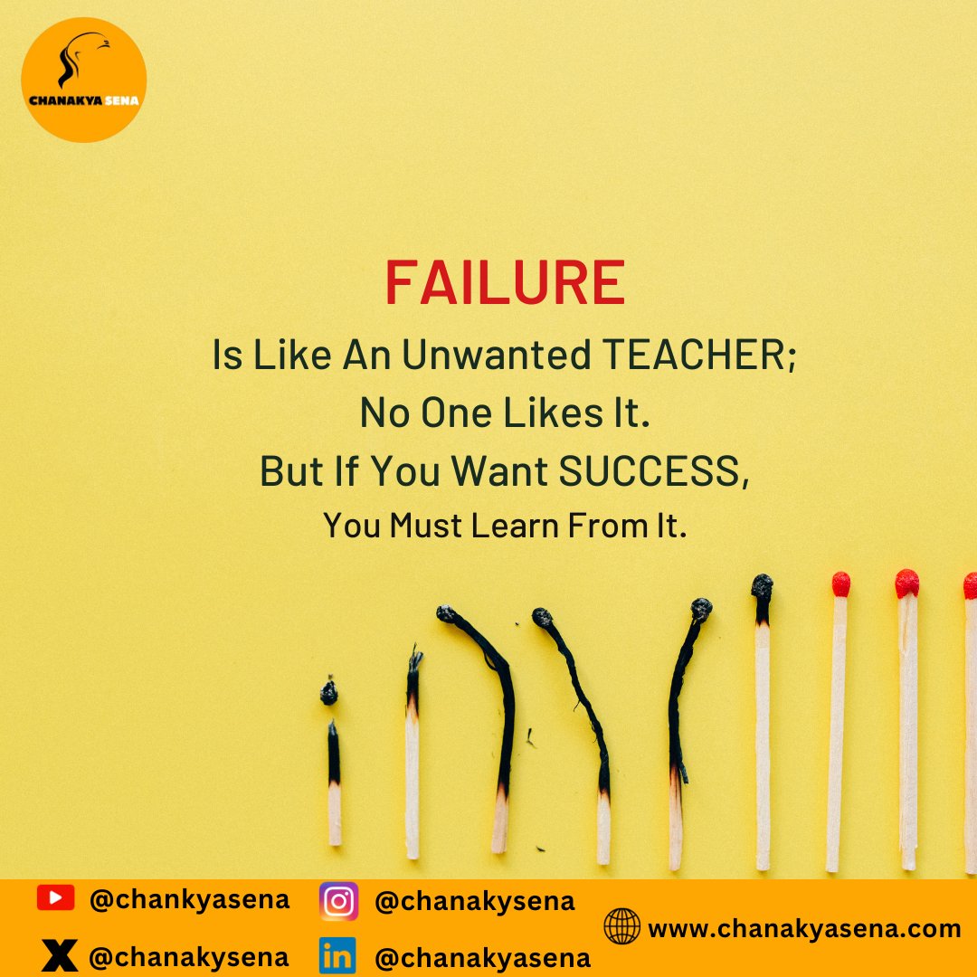 FAILURE Is Like An Unwanted TEACHER; No One Likes It. But If You Want SUCCESS, You Must Learn From It
#chanakyasena 
#Modiji_Railway_Vacancy_Do
#TelanganaElections
#CircadianDoctor
#Marriage_In_17Minutes
#VoteForGlass
#JrNTR
#snowfall
#AlluArjun
#ExitPolls
#RaashiiKhanna