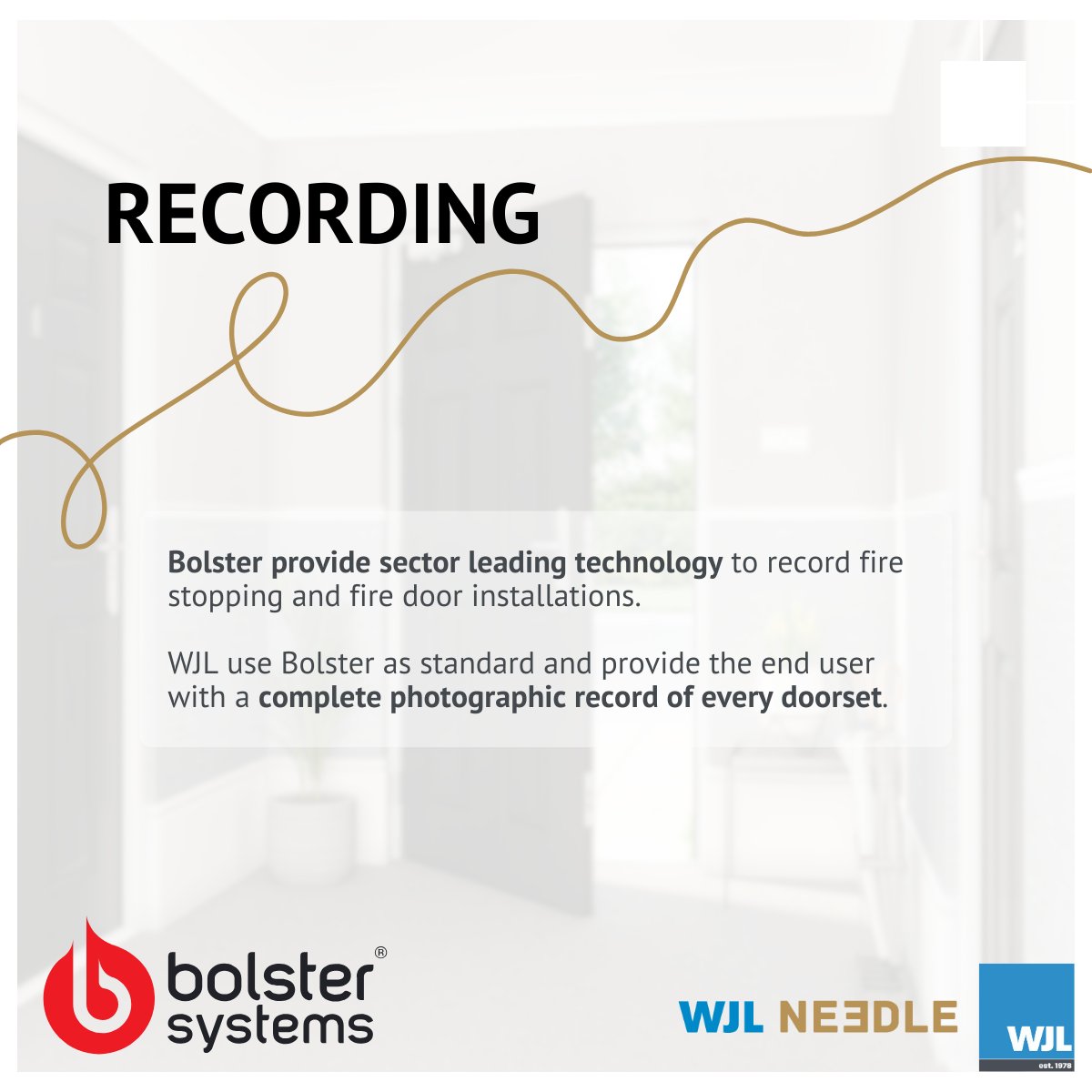 WJLContracts's tweet photo. At WJL we work with @bolstersystems to systematically record, photograph and sign off every fire and smoke doorset install, all overseen by our Installation Manager.
π 01782 958770
π§ enquiries@wjlcontracts.co.uk
π https://t.co/scBXuB5clf
#FireDoor #Doorset #Recording #System https://t.co/DqKjsG3KC7